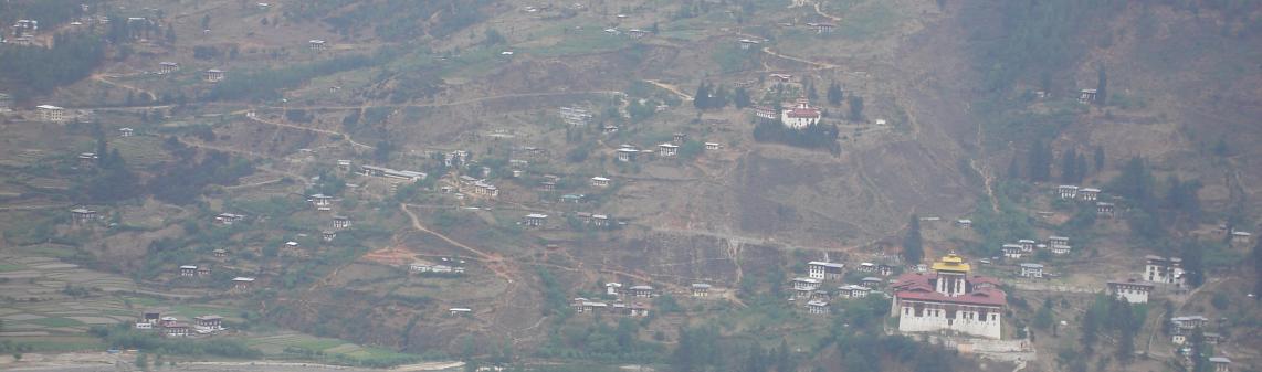 Birdseye view of Rinpung Dzong with Museum at the backdrop 