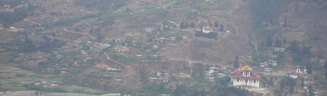 Birdseye view of Rinpung Dzong with Museum at the backdrop 